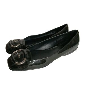 Cole Haan NikeAir 1 Inch Heel Ballet Shoes Black Leather Strap Buckle Size 6B